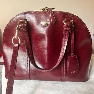 Coach Burgundy Leather Alma Satchel Bag
